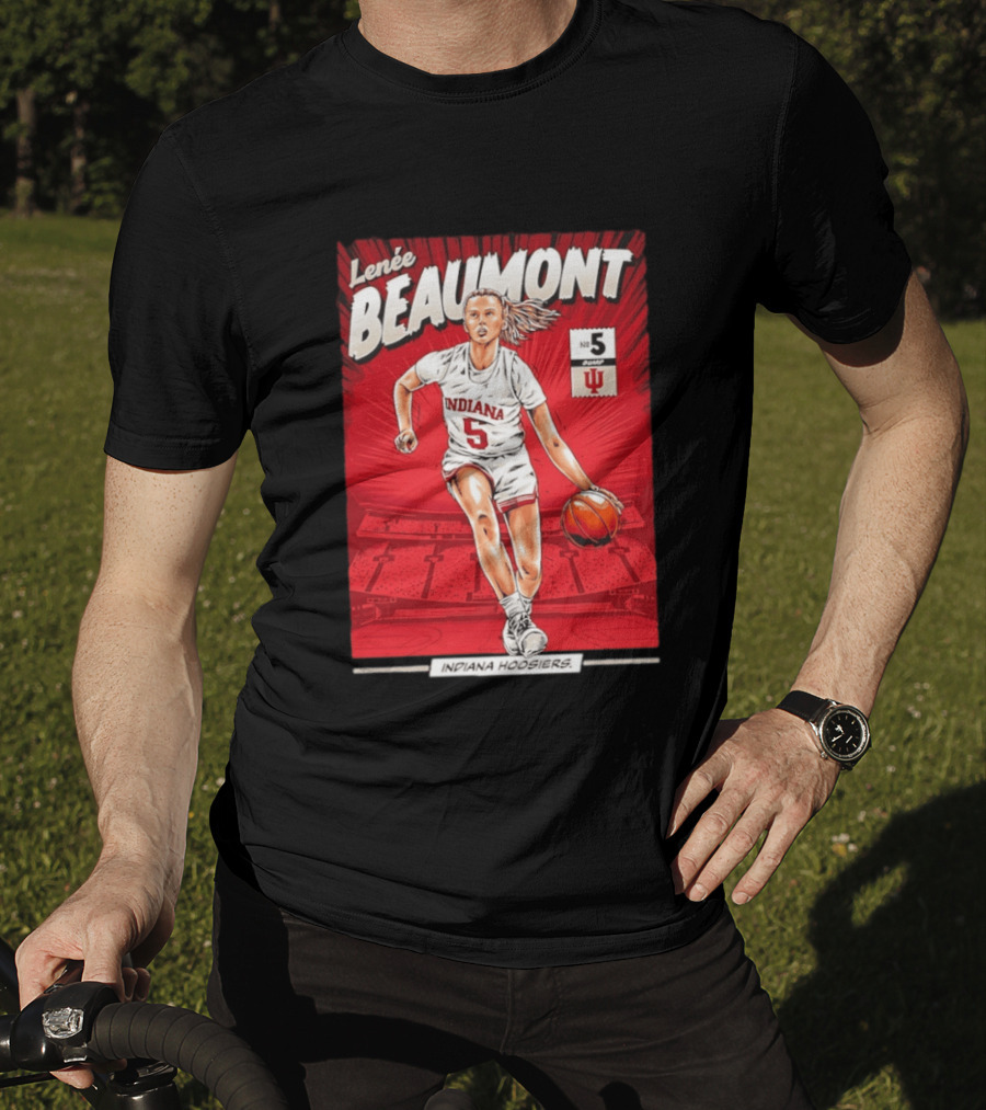 Lenée Beaumont Indiana Hoosiers No 5 Comic Basketball Athlete T-Shirt