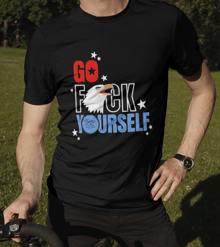 Jimmys Famous Seafood Go F Yourself Bald Eagle Stars T-Shirt