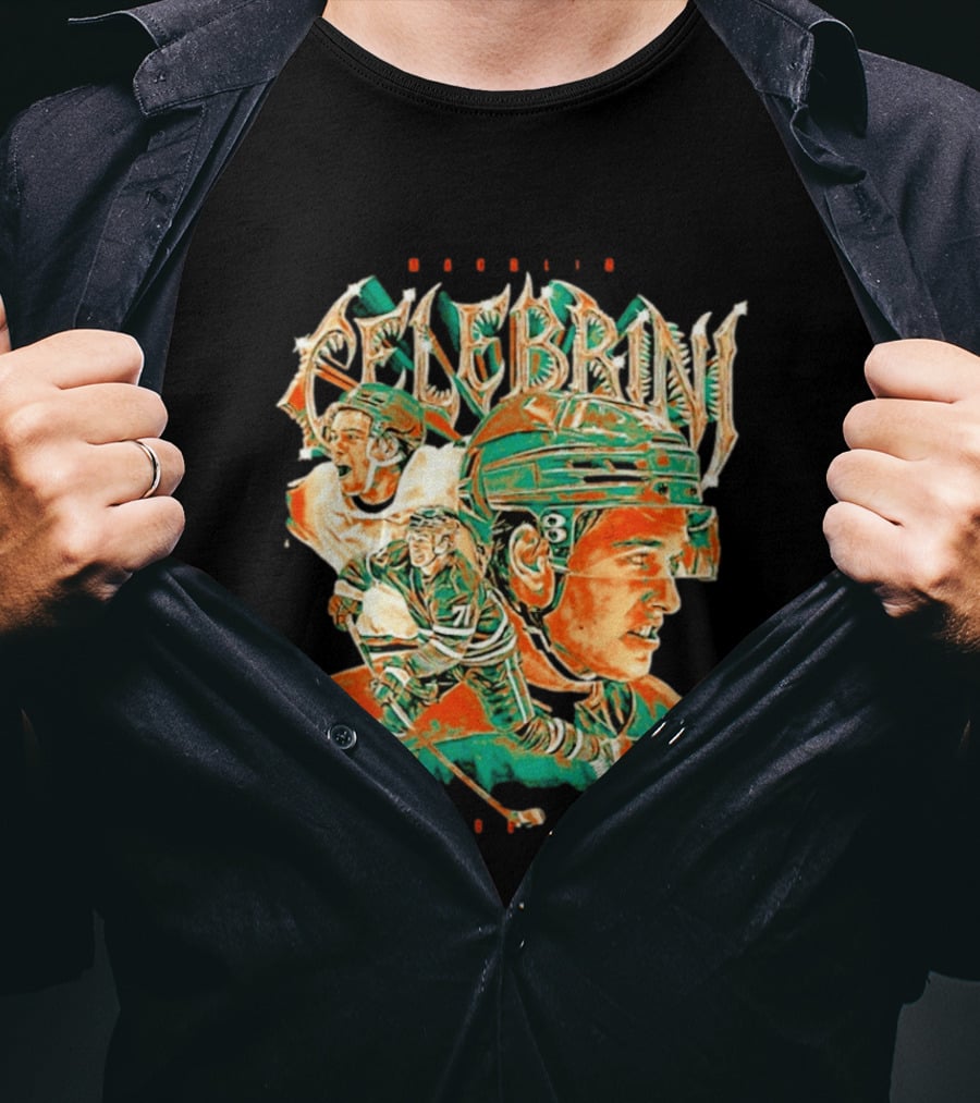 Macklin Celebrini Hockey San Jose Collage T-Shirt