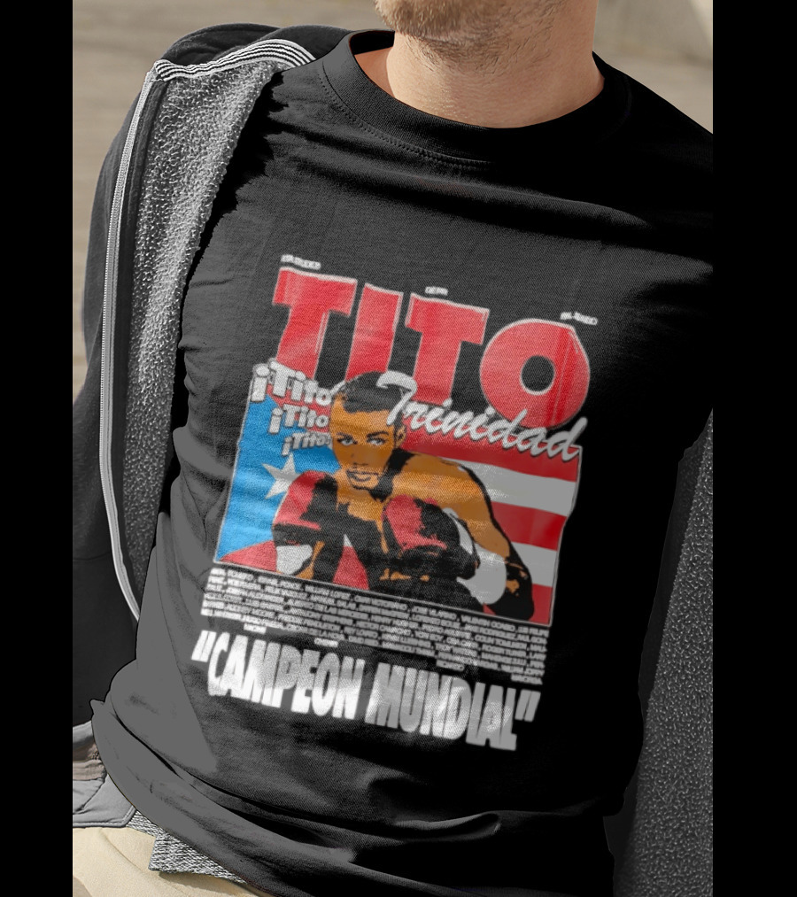 Tito Trinidad Campeon Mundial Puerto Rican Flag Boxing Legend T-Shirt