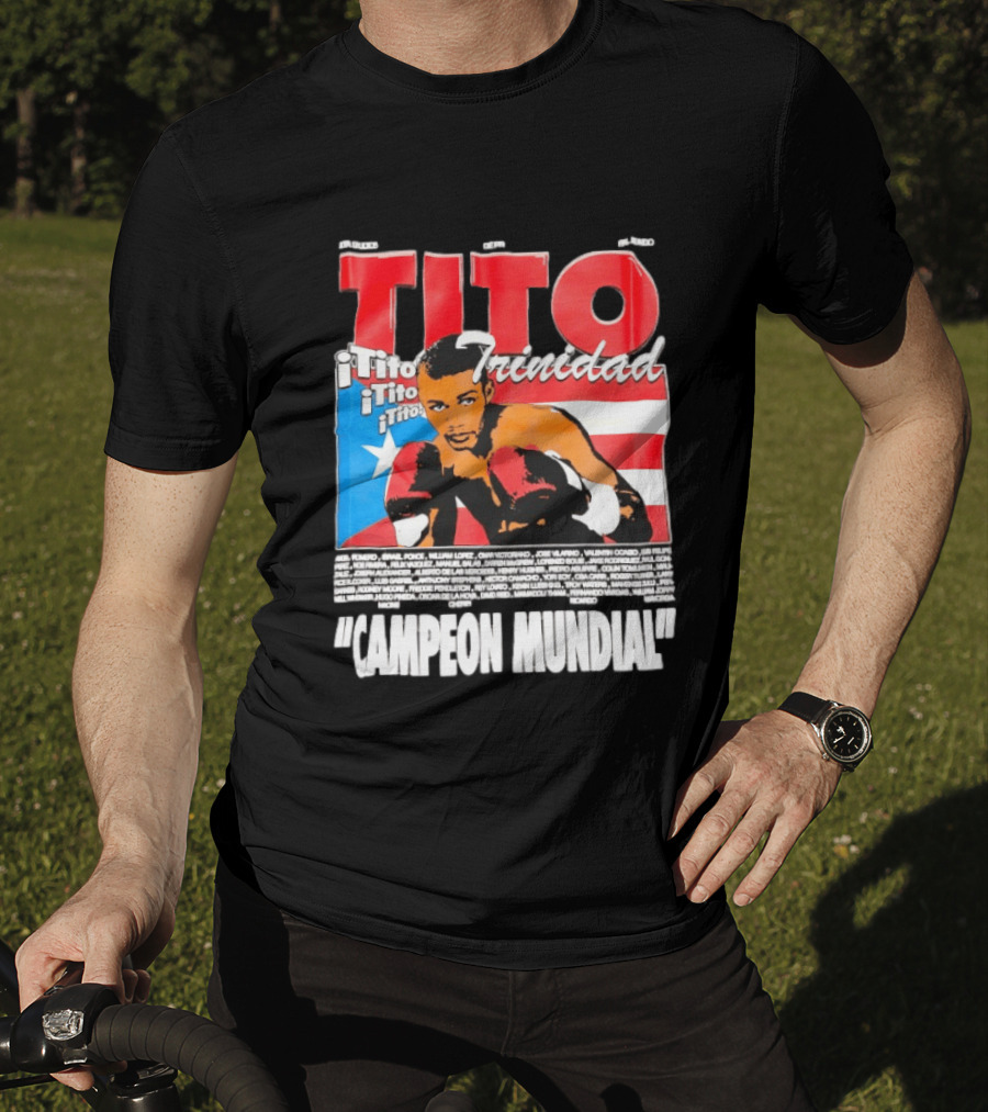 Tito Trinidad Campeon Mundial Puerto Rican Flag Boxing Legend T-Shirt