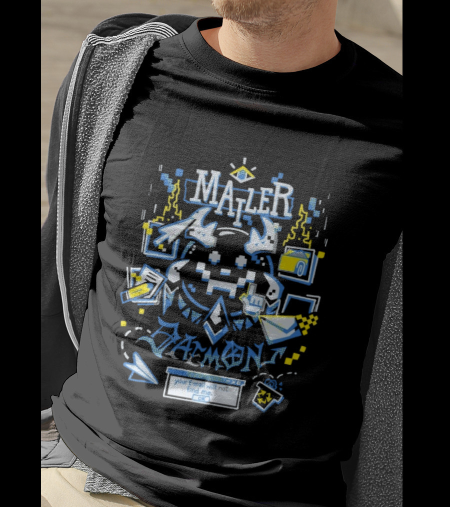Mailer Daemon Your Email Will Not Find Me OK Tech Pixel Art Arrows Flames T-Shirt