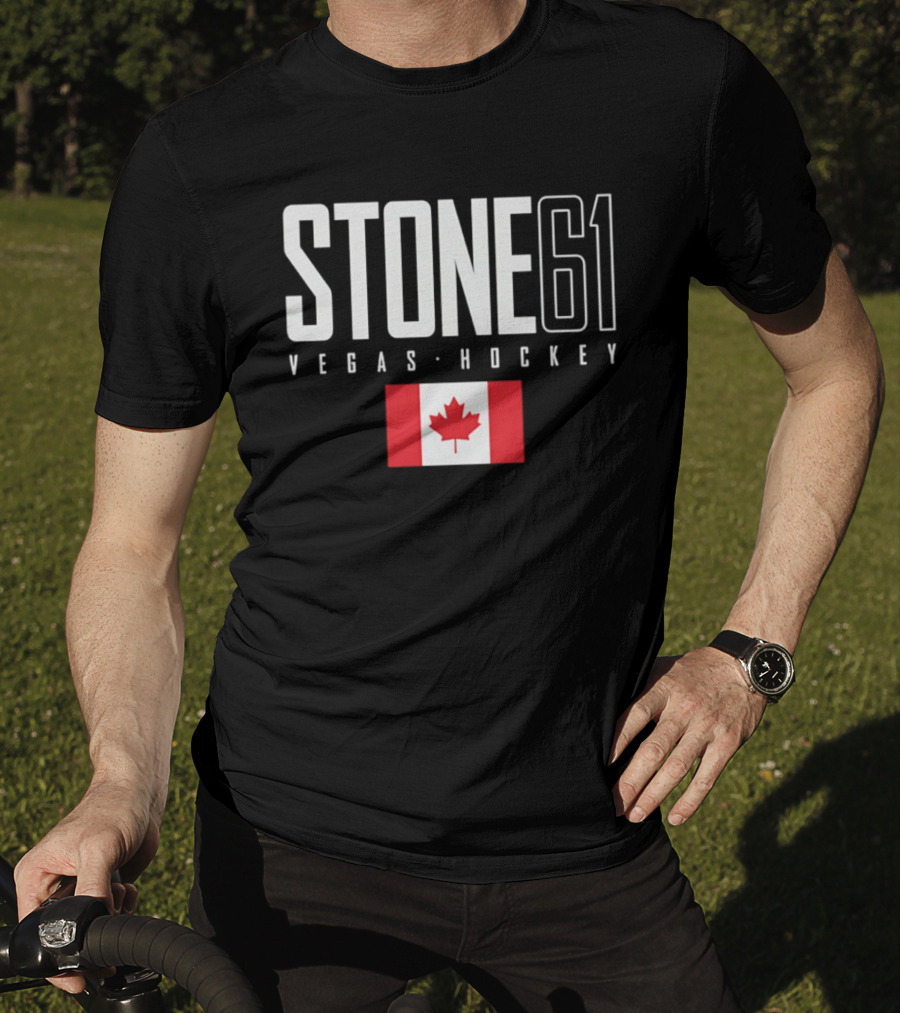 Vegas Hockey Stone 61 Canada Flag T-Shirt