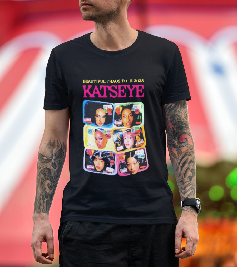 Beautiful Chaos Tour 2025 Katseye Selfie Expressive Portraits 90s Pop T-Shirt
