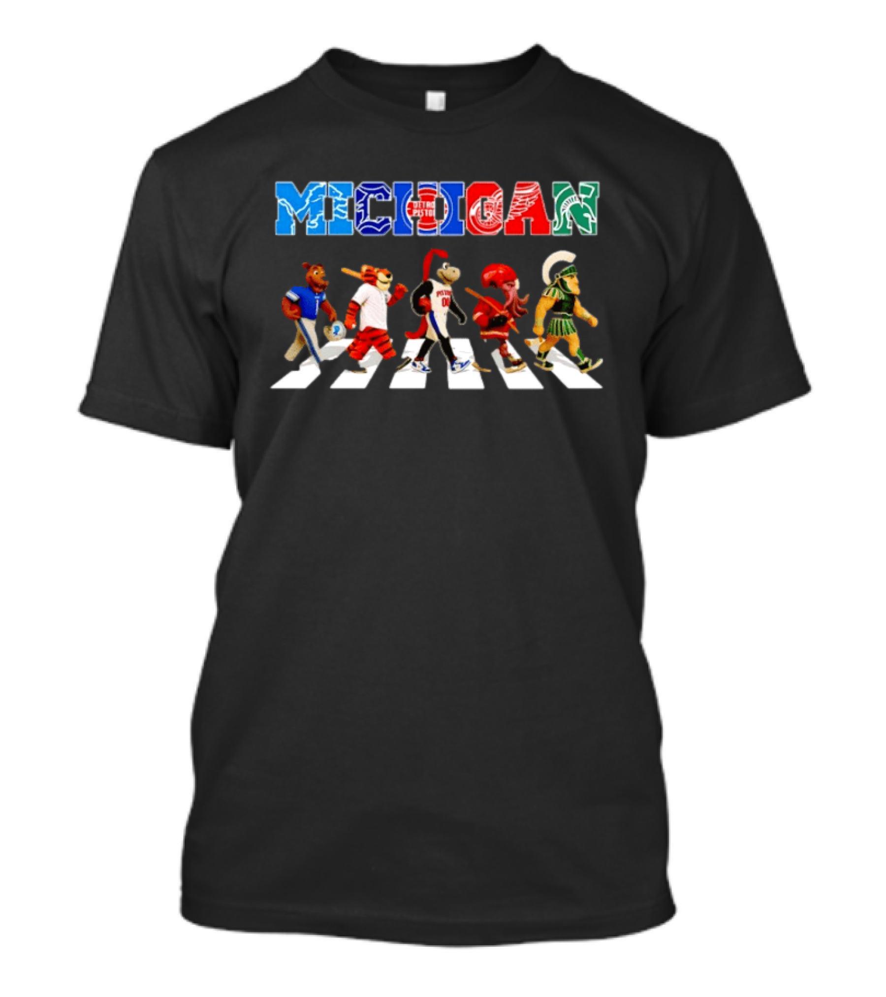 Michigan State Spartans Detroit Lions Tigers Pistons Red Wings Abbey Road T-Shirt