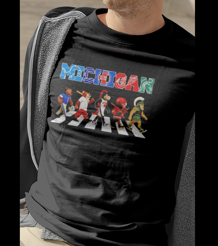 Michigan State Spartans Detroit Lions Tigers Pistons Red Wings Abbey Road T-Shirt