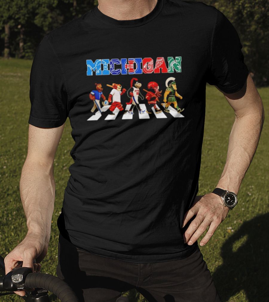 Michigan State Spartans Detroit Lions Tigers Pistons Red Wings Abbey Road T-Shirt