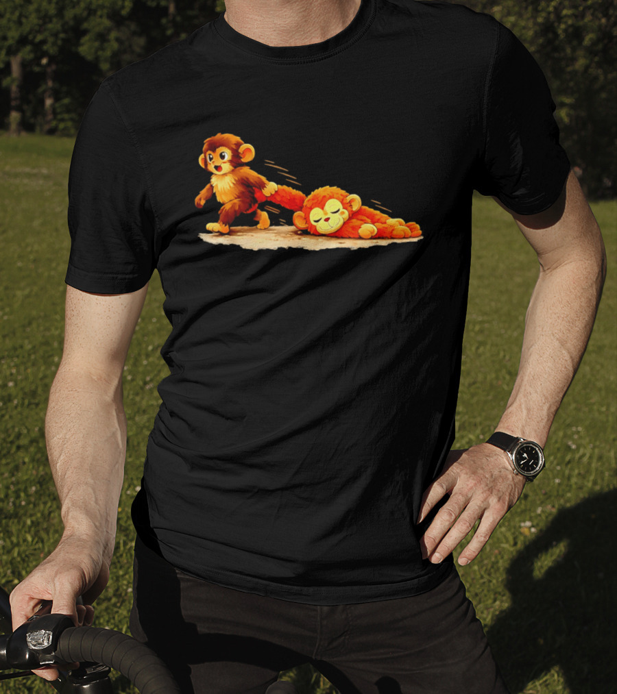Monkey Baby Pulling Sleeping Monkey Meme T-Shirt