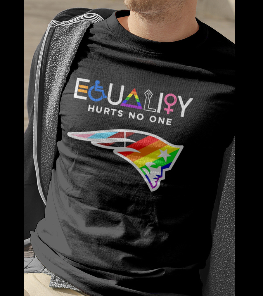 New England Patriots Equality Hurts No One Inclusive Pride Logos T-Shirt