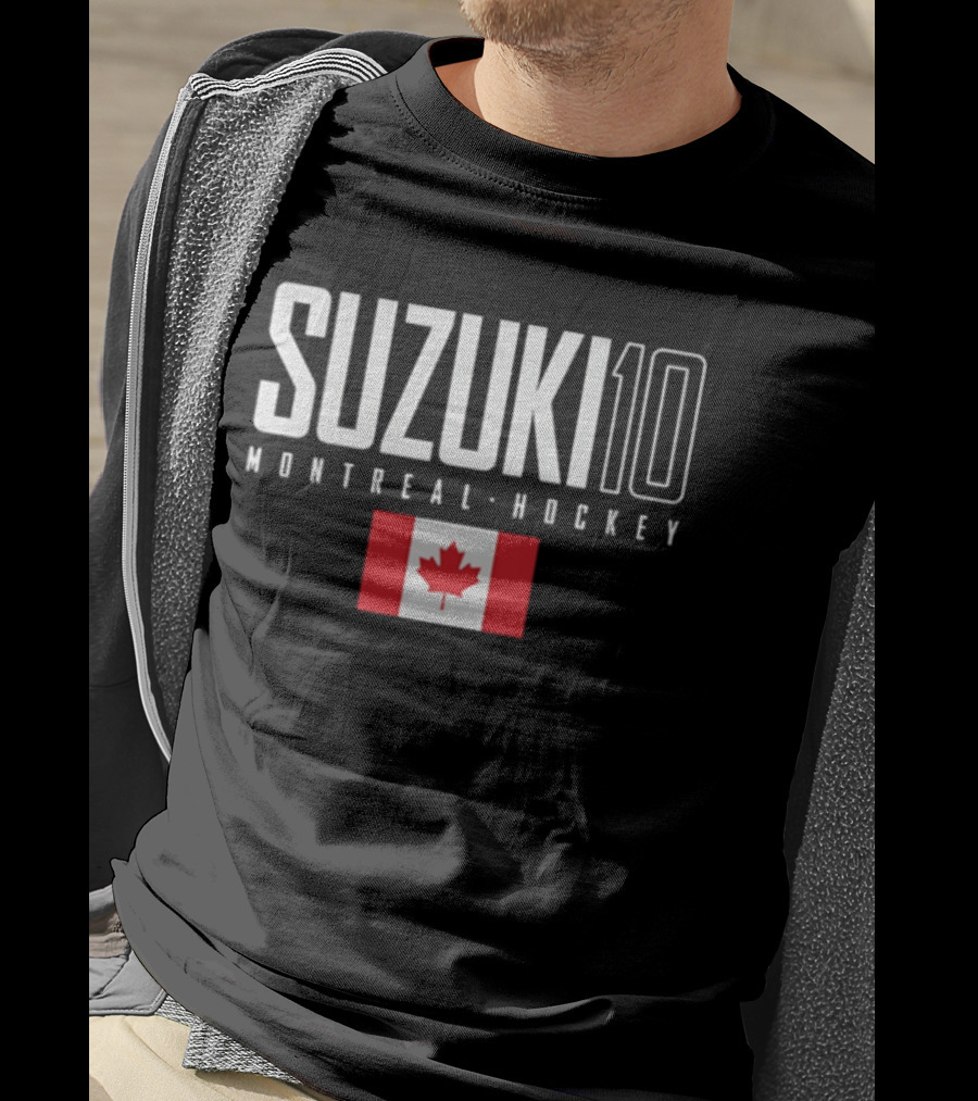 Montreal Hockey Suzuki 10 Canada Flag T-Shirt