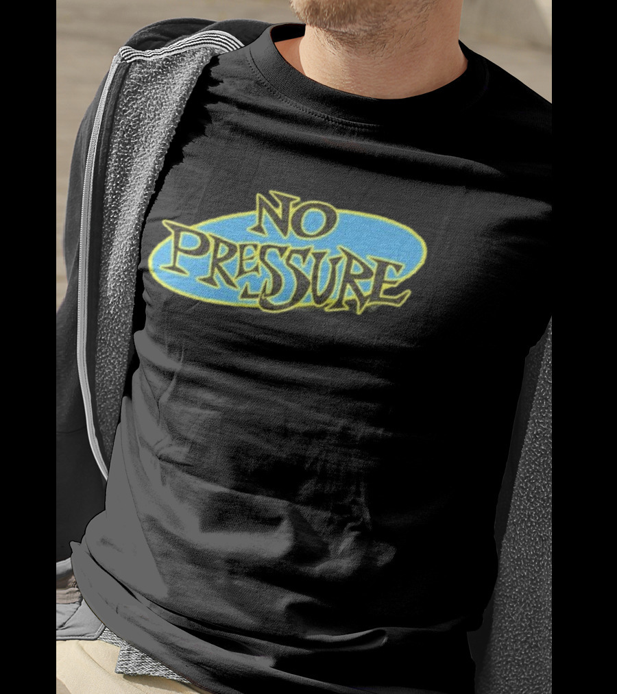 Retro Text Style No Pressure Blue Yellow T-Shirt