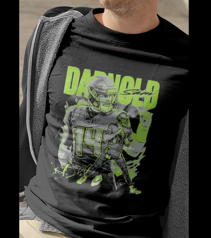 Sam Darnold Seattle Number 14 Neon Sports T-Shirt