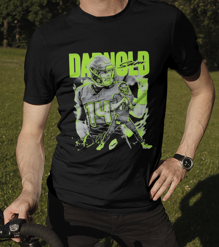 Sam Darnold Seattle Number 14 Neon Sports T-Shirt
