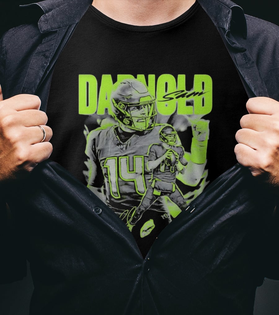 Sam Darnold Seattle Number 14 Neon Sports T-Shirt