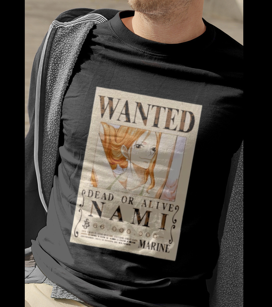 WANTED Dead Or Alive Nami 66,000,000 Beli One Piece Marine T-Shirt