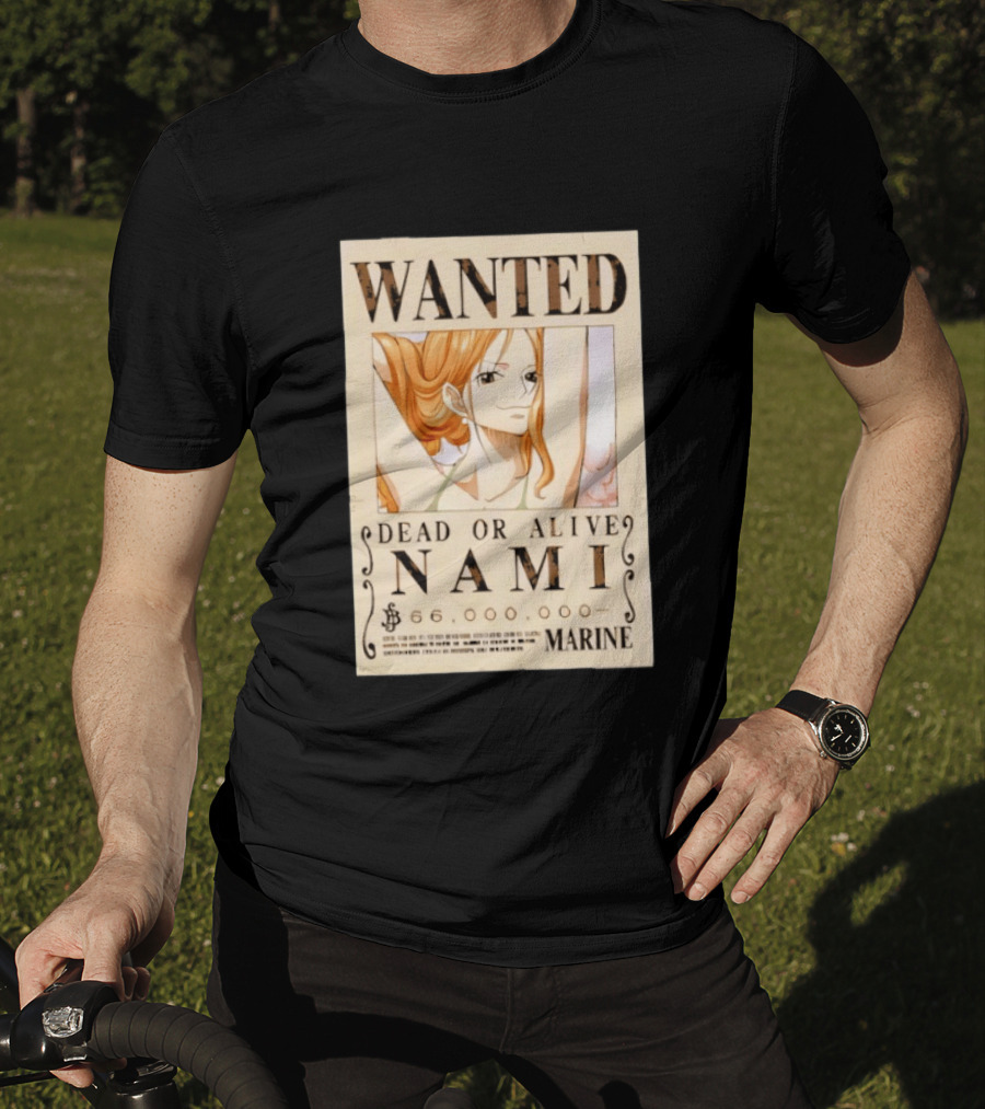 WANTED Dead Or Alive Nami 66,000,000 Beli One Piece Marine T-Shirt