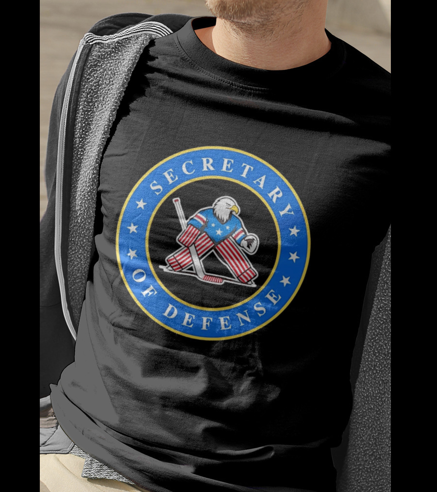 Secretary Of Defense USA Hockey Bald Eagle Goalie Stars Stripes T-Shirt