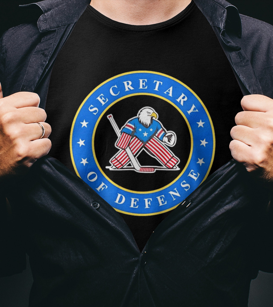 Secretary Of Defense USA Hockey Bald Eagle Goalie Stars Stripes T-Shirt