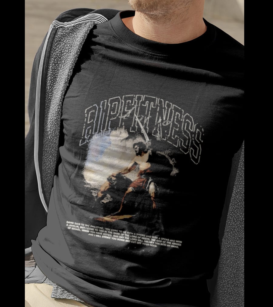 R1pfitness David The Shepherd King Michelangelo Biblical Warrior T-Shirt