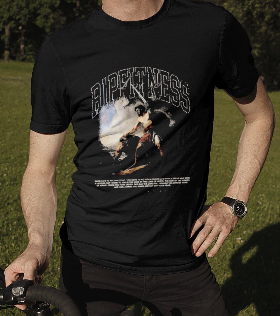 R1pfitness David The Shepherd King Michelangelo Biblical Warrior T-Shirt