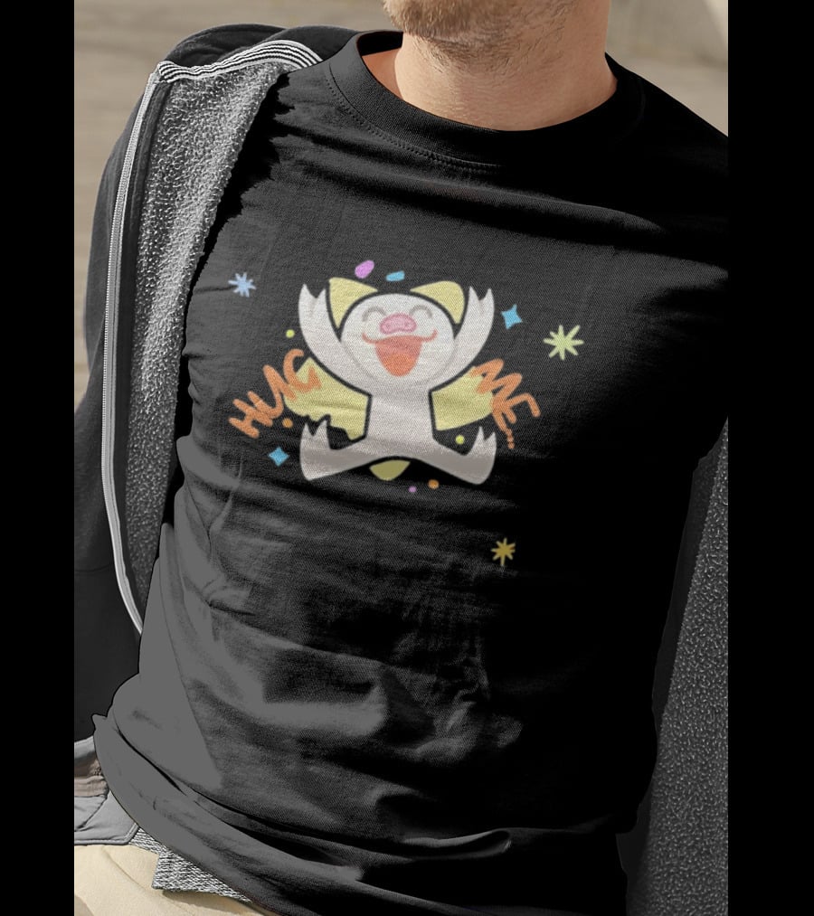 Shovda Hug Me Cute Cartoon Pig With Colorful Stars And Burst T-Shirt