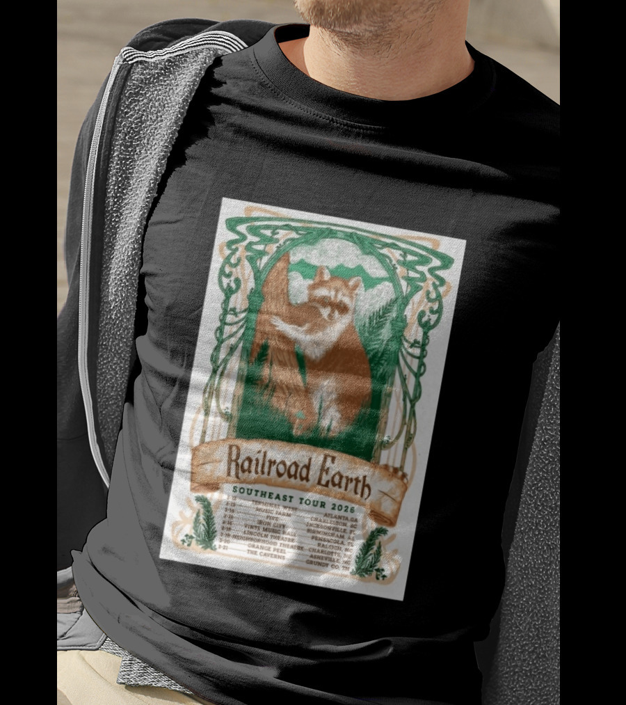Railroad Earth Southeast Tour 2026 Dates And Locations With Raccoon Artistry T-Shirt