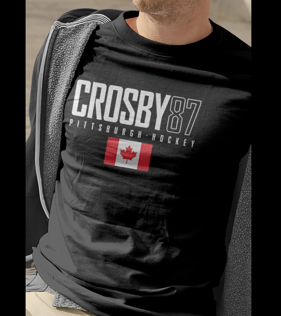 Crosby 87 Pittsburgh Hockey Canada Flag T-Shirt