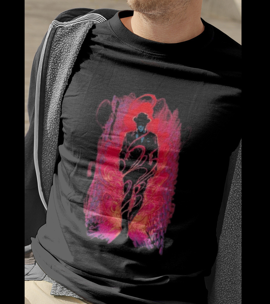 SmallAnt Alleyway Vibrant Silhouette With Swirling Neon T-Shirt