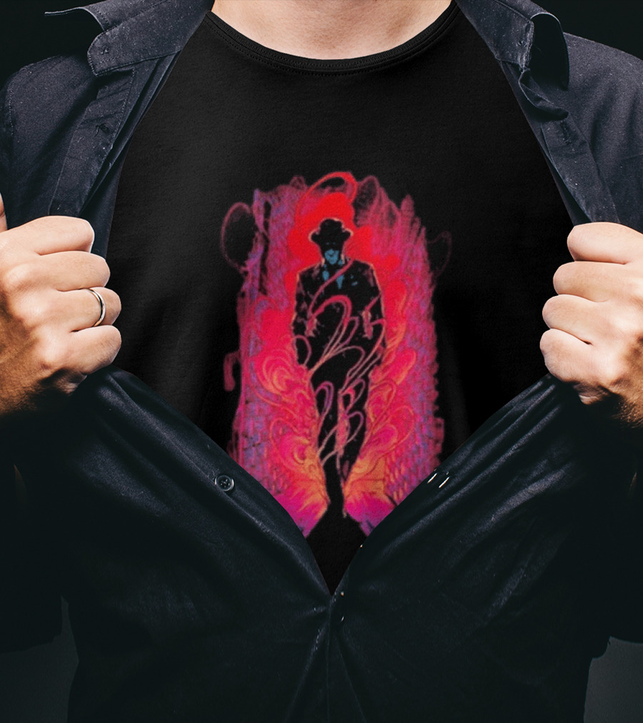 SmallAnt Alleyway Vibrant Silhouette With Swirling Neon T-Shirt