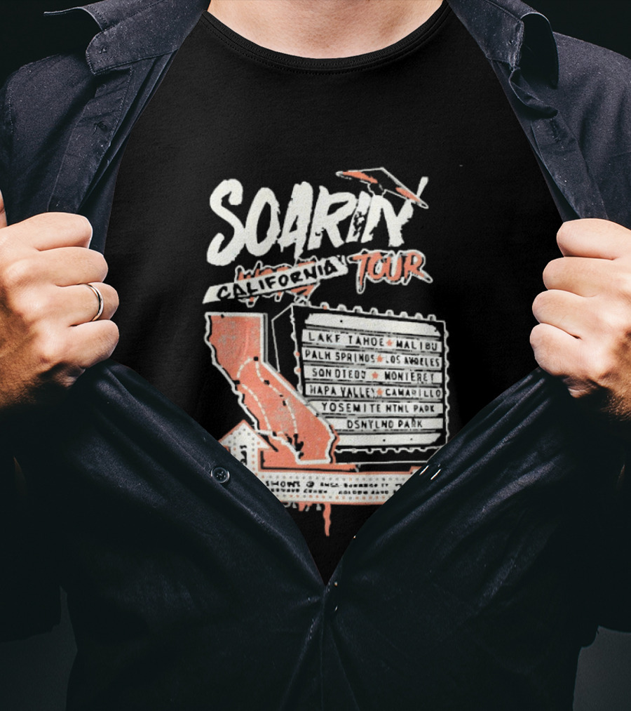 Soarin California Tour 2026 California Map And Airplane T-Shirt