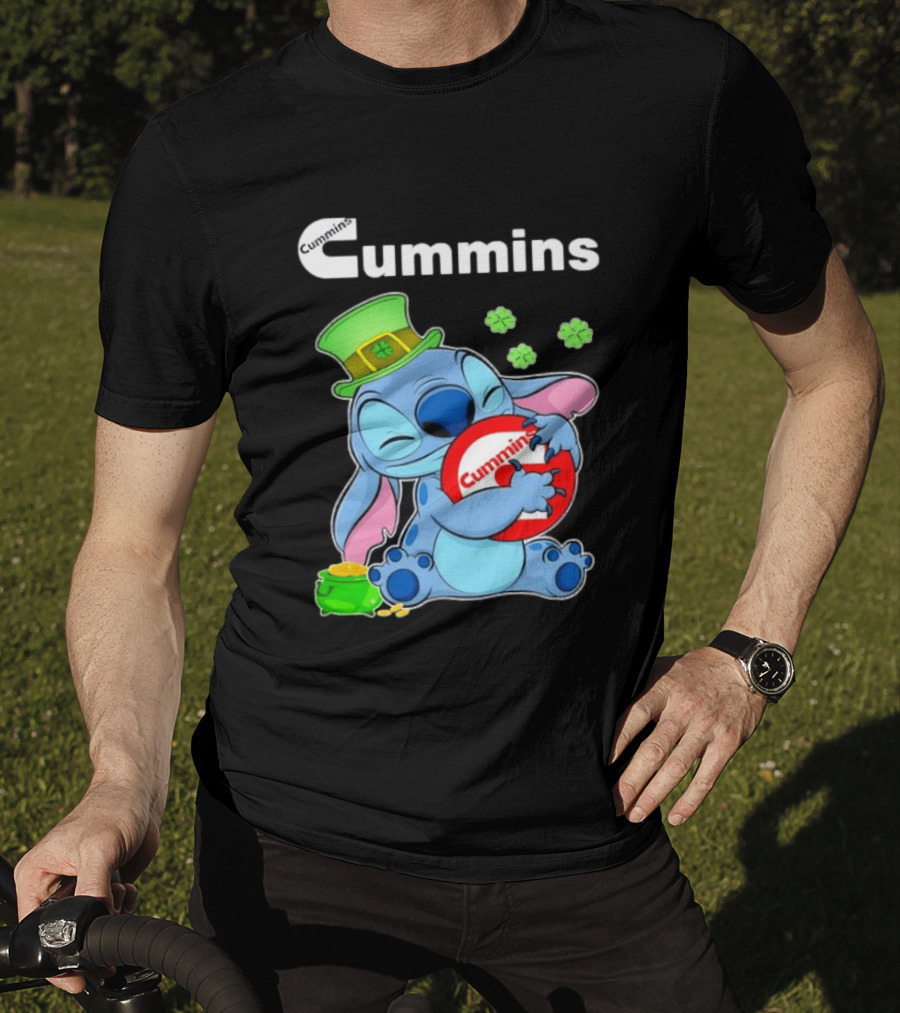 Cummins Stitch St Patricks Day Green Hat Shamrocks Hugging Coin Пот Gold T-Shirt