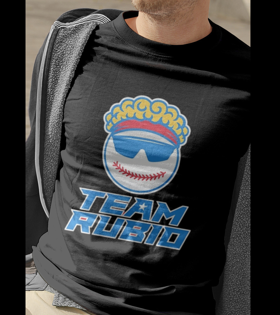 Team Rubio Baseball Puerto Rico Sunglasses Curly Hair T-Shirt