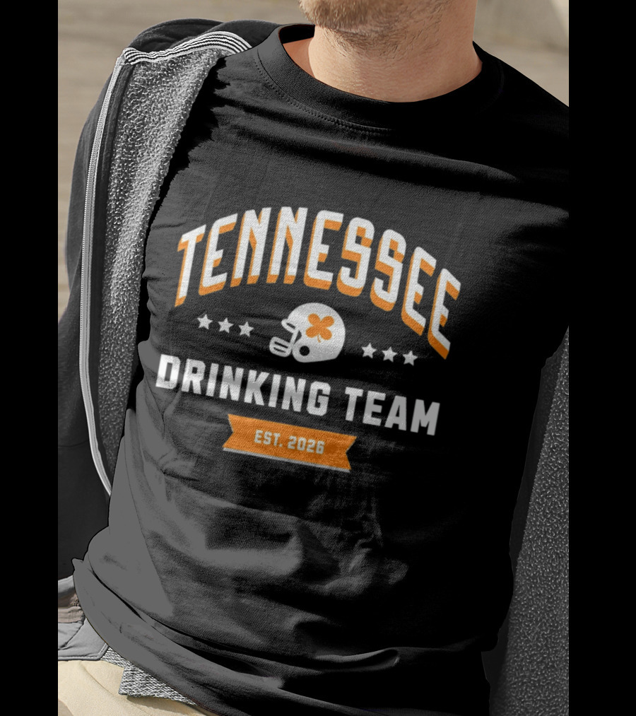 Tennessee Drinking Team St. Patrick's Day Est. 2026 Football Helmet Clover Stars T-Shirt