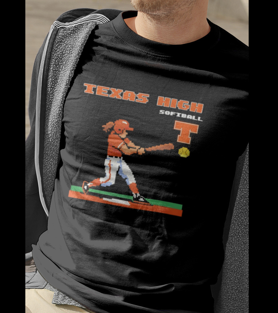 Texas High Softball Player Pixel Art T T-Shirt