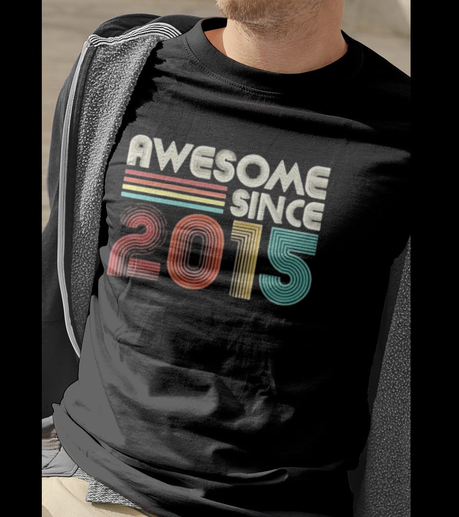 Awesome Since 2015 Retro Stripes T-Shirt