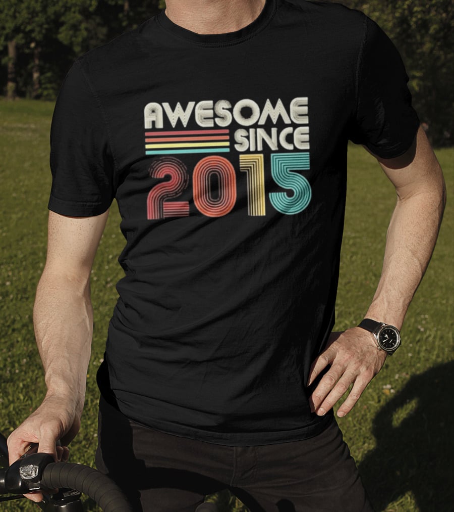 Awesome Since 2015 Retro Stripes T-Shirt