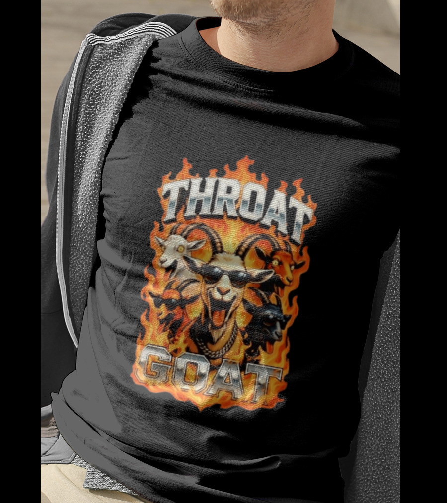 THROAT GOAT Fire And Flame Adult Humor Comedy T-Shirt