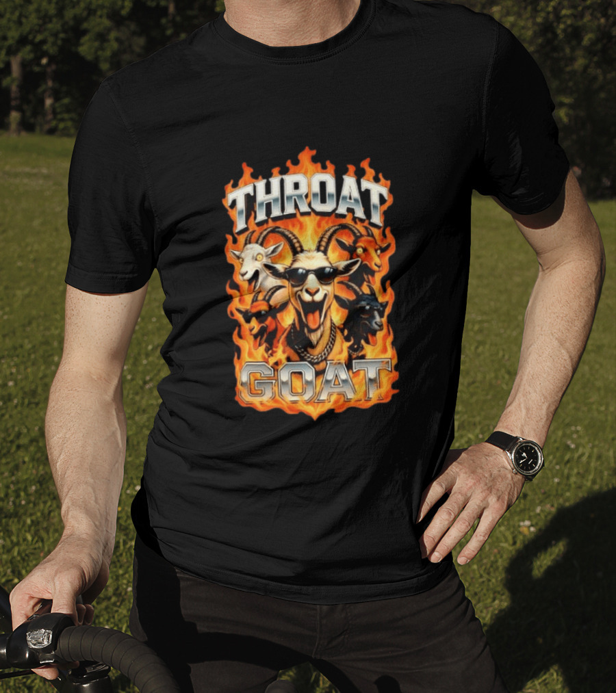 THROAT GOAT Fire And Flame Adult Humor Comedy T-Shirt
