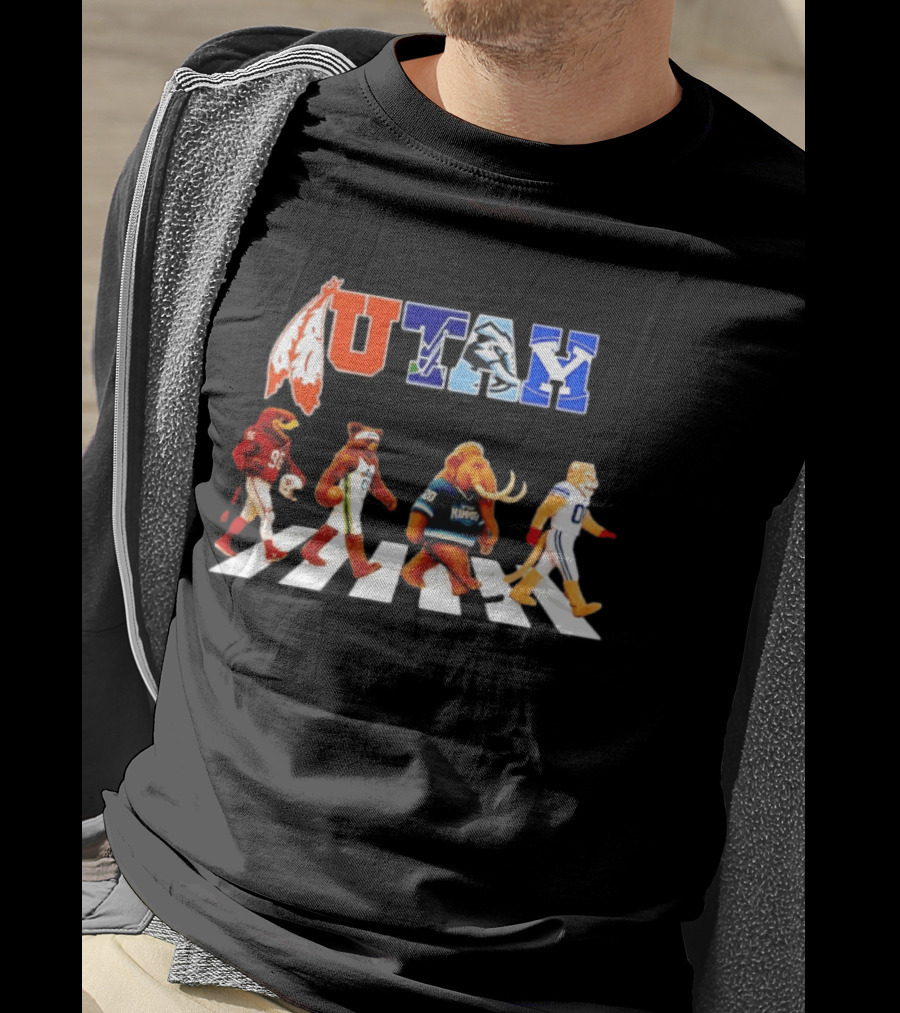 Utah Utes Mammoth Evolution Road Basketball Football Mascots T-Shirt