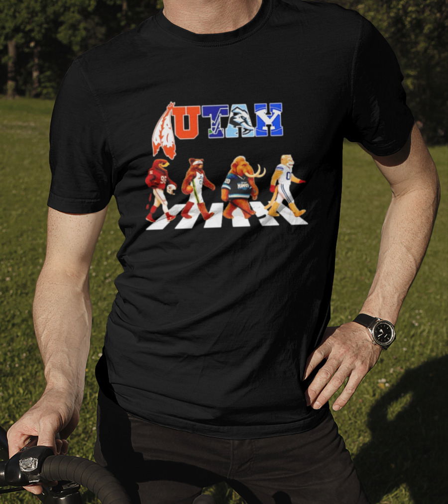 Utah Utes Mammoth Evolution Road Basketball Football Mascots T-Shirt