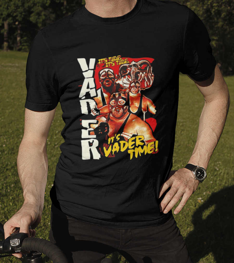 Vader It's Vader Time It's Time Wrestling Mask Collage T-Shirt