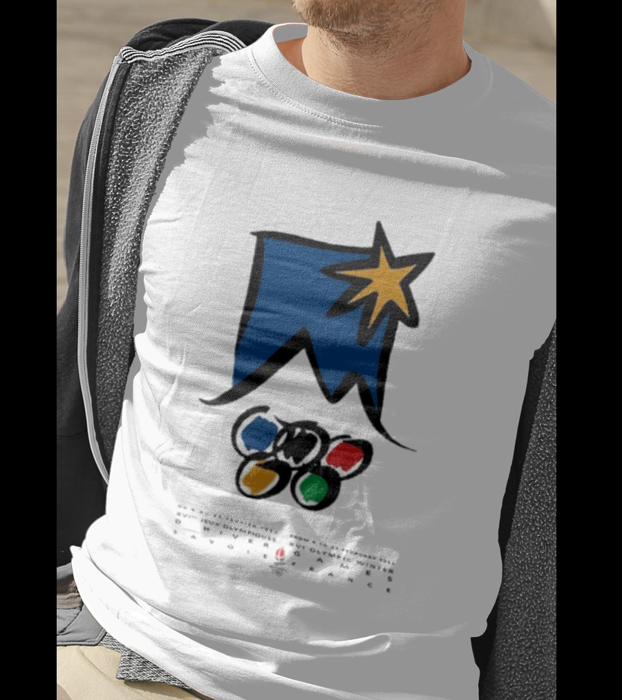 1992 Albertville Winter Olympics Star Emblem And Rings T-Shirt