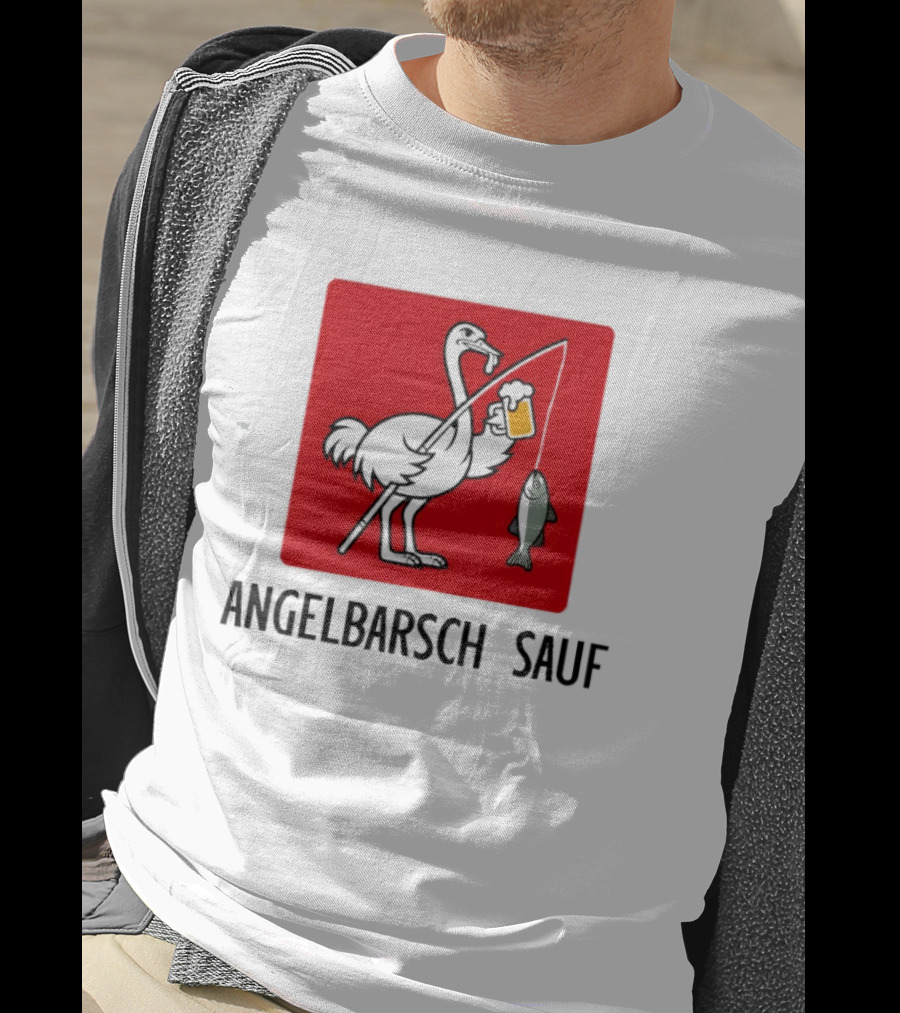Angelbarsch Sauf Pelican Beer Fish Catching Fun T-Shirt