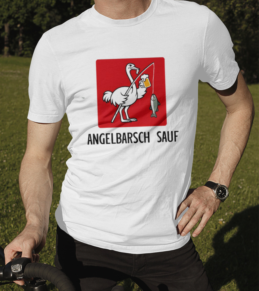 Angelbarsch Sauf Pelican Beer Fish Catching Fun T-Shirt