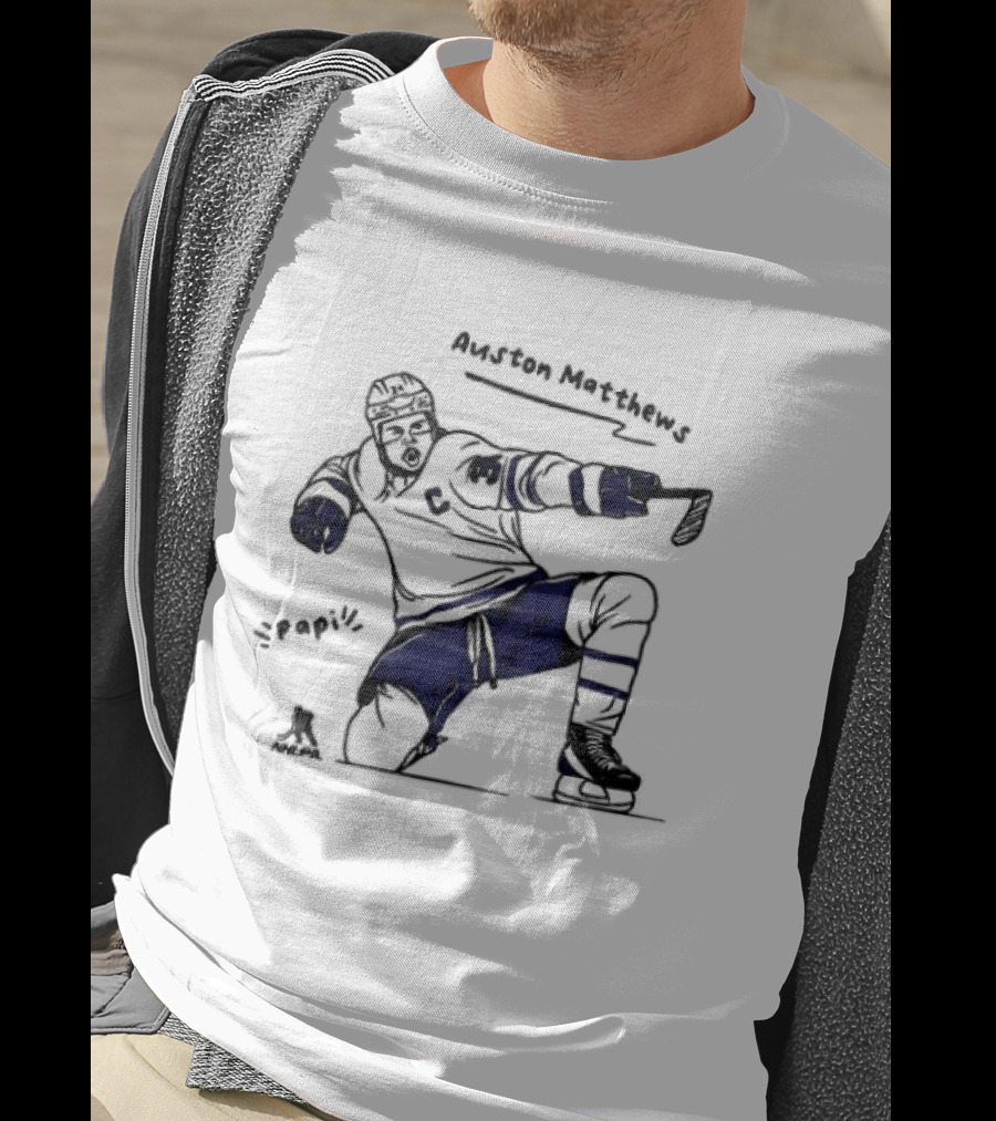 Auston Matthews Toronto Maple Leafs Hockey Papi Cartoon Deke Move Celebration T-Shirt