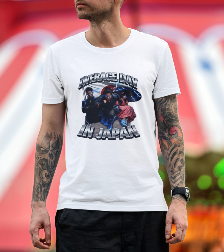 Average Day In Japan Superhero Action Adventure With Lightning Effects T-Shirt