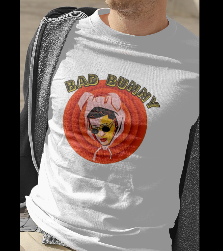 Bad Bunny Style Cartoon Character Image T-Shirt