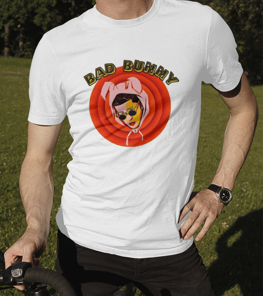 Bad Bunny Style Cartoon Character Image T-Shirt