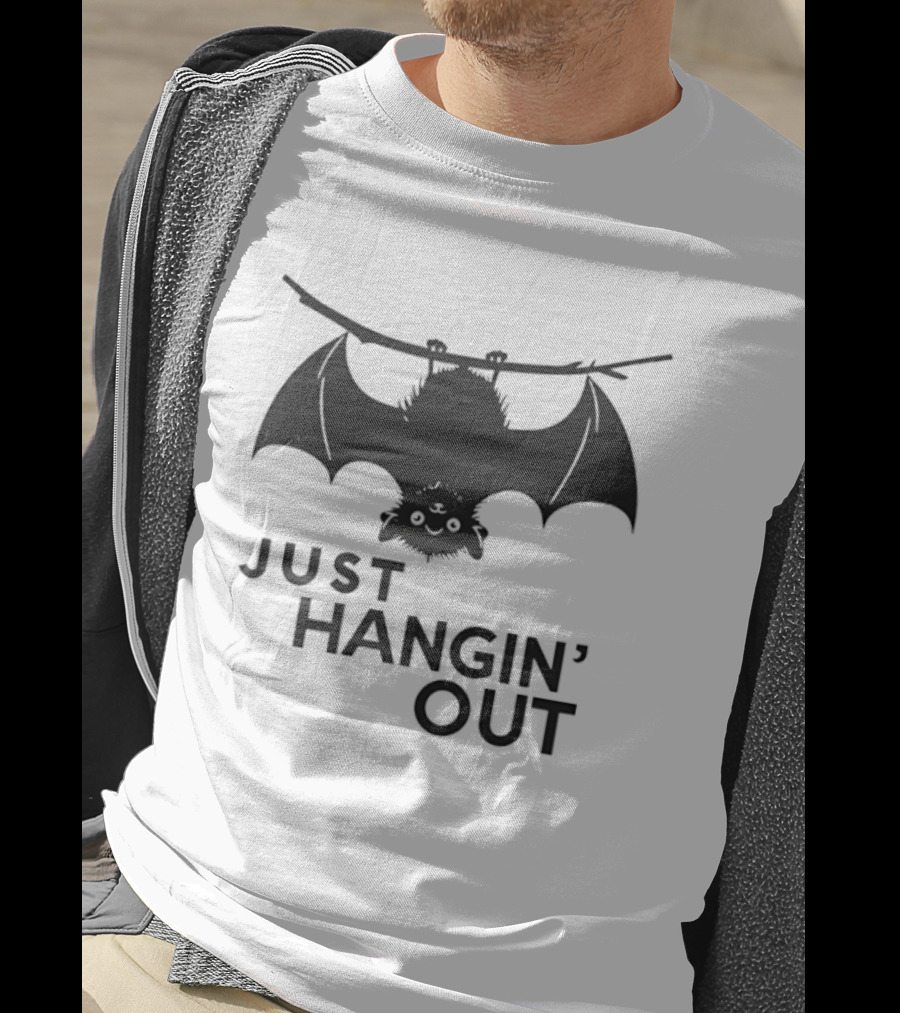 Just Hangin' Out Upside Down Bat Humor T-Shirt