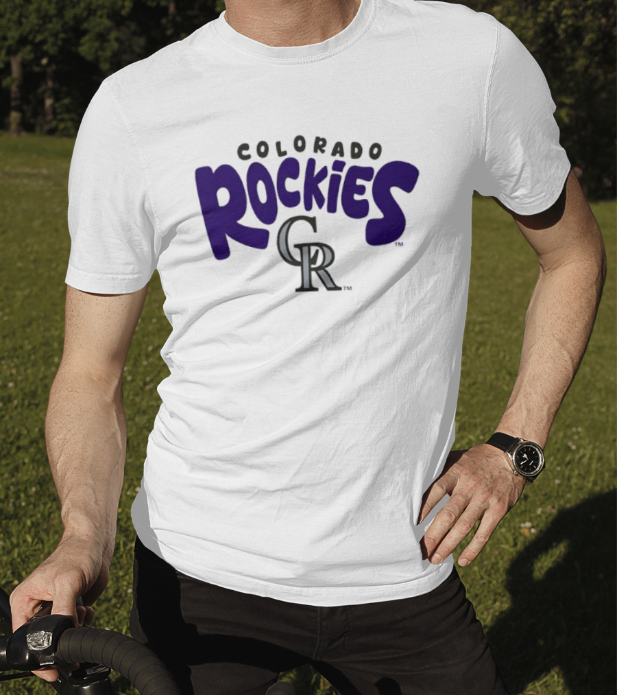 Colorado Rockies Bubble Text Crew Neck T-Shirt